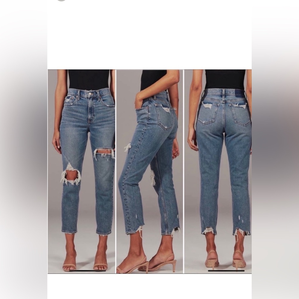 Abercrombie & Fitch High Rise Mom Jeans Distressed Curve Love SZ 0 3/$30